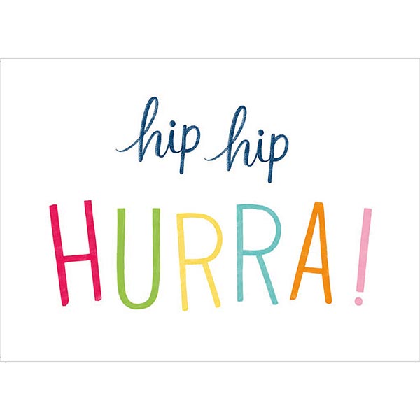 Postkarte Grafik, hip hip Hurra
