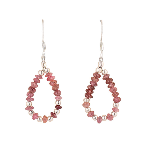 Ohrringe Turmalin mit Kugelperlchen, rosa / CONTIGO Fairtrade Onlineshop