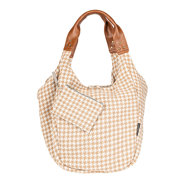 Tasche HOBOBAG brown houndstooth, braun-beige, Wollmix
