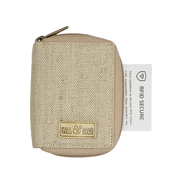 Geldbörse 7x10cm Hanf-Canvas, natur RFID secure / CONTIGO Fairtrade Onlineshop