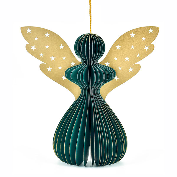 Papierdeko Engel Origami 7cm dunkelgrün, Sterne, Papier / CONTIGO Fairtrade Onlineshop