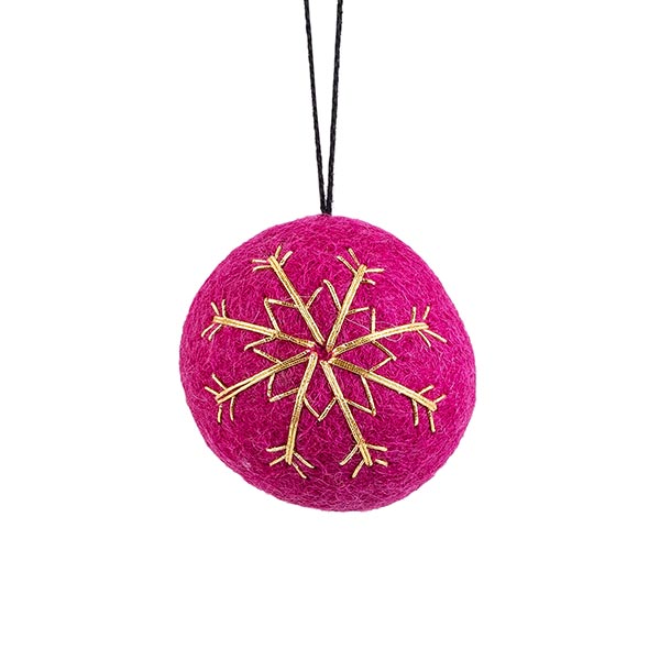 Weihnachtskugel STERNFLOCKE 5cm berry, Wollfilz