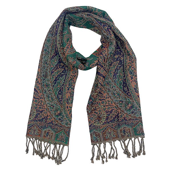 Schal PAISLEY dunkelblau-hellblau-grün, 165x35cm, 100 % Wolle Schal PAISLEY dunkelblau-hellblau-grün, 165x35cm, 100 % Wolle