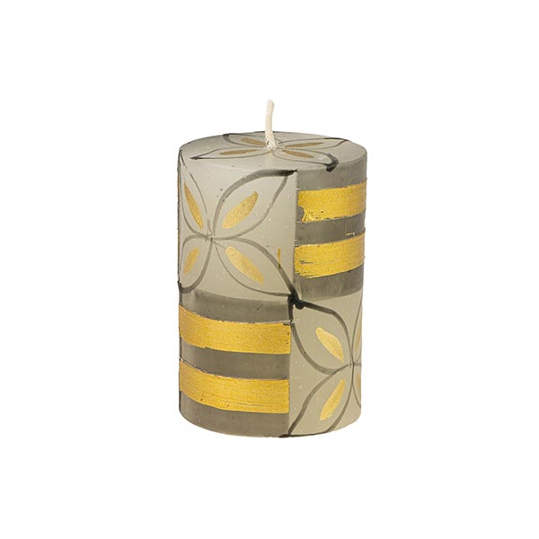 Stumpenkerze 4,5x7cm BLACK & GOLD, Kapula (Stück) / CONTIGO Fairtrade Onlineshop