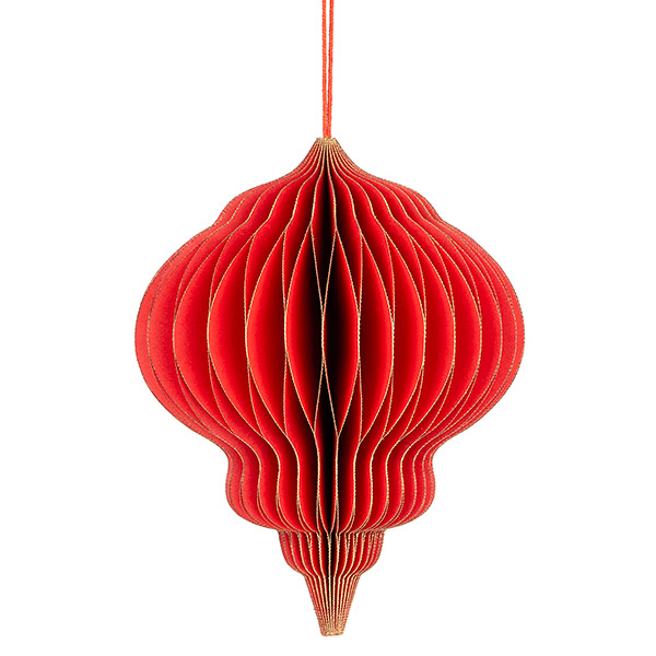 Papierdeko Origami DROP, 15 cm, rot, Goldrand