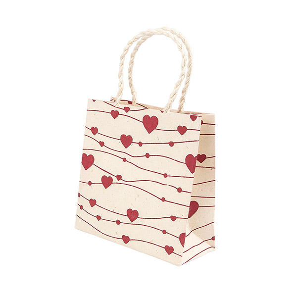 Geschenktüte XS HERZCHEN, natur-beere, Loktapapier / CONTIGO Fairtrade Onlineshop