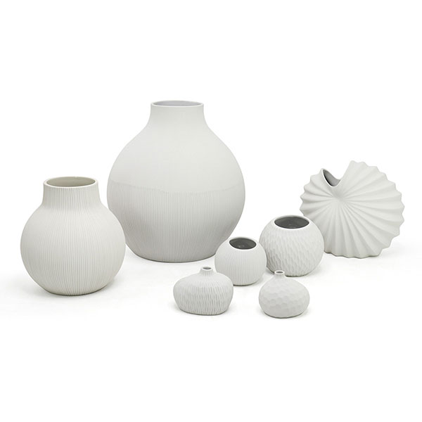 Vase PETRA S, rund, 7,5x10 cm, weiß, Keramik, handgemacht / CONTIGO Fairtrade Onlineshop