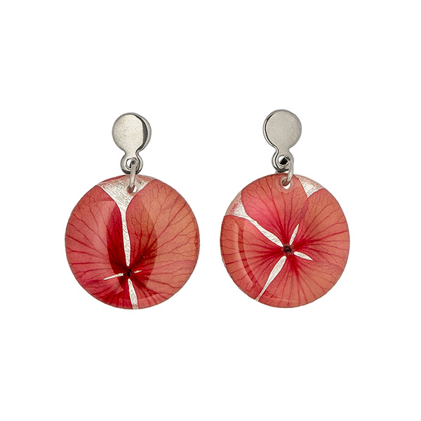 Ohrringe rund BLÜTEN koralle, Edelstahl / CONTIGO Fairtrade Onlineshop