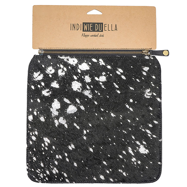 Wechselklappe HAIR Blob IndiWIEDUella schwarz-silber, Rindsleder