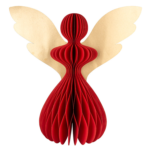 Papierdeko Engel Origami 45 cm, rot-gold, Papier