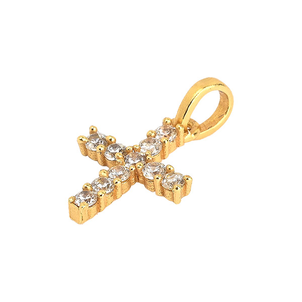 Anhänger, Kreuz, Zirkonia, Mix&Match, 22K vergoldet / CONTIGO Fairtrade Onlineshop