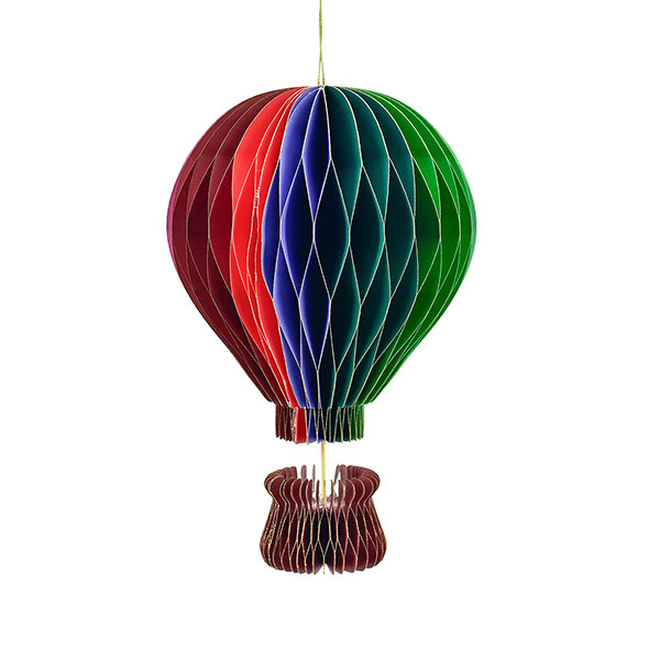 Origami Papierdeko Heißluftballon, 25 cm, bunt, handgemacht mit Aufhängung