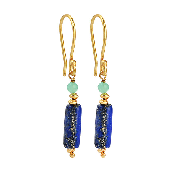 Ohrringe, Lapiz & Amazonit, 22K vergoldet / CONTIGO Fairtrade Onlineshop