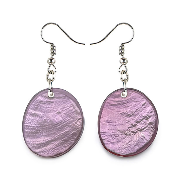 Ohrringe oval violett, Capiz