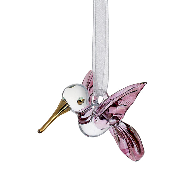 Glasdekoration Kolibri AZAFIR 7cm, mauve-gold