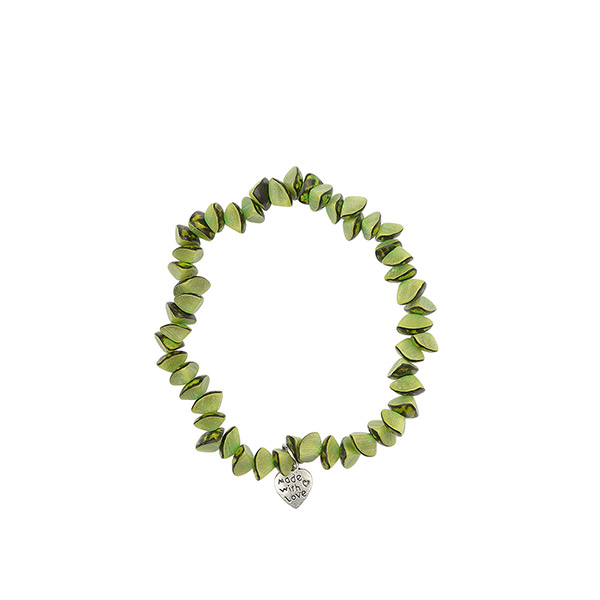 Armband elastisch Bits grün, Palmnuss