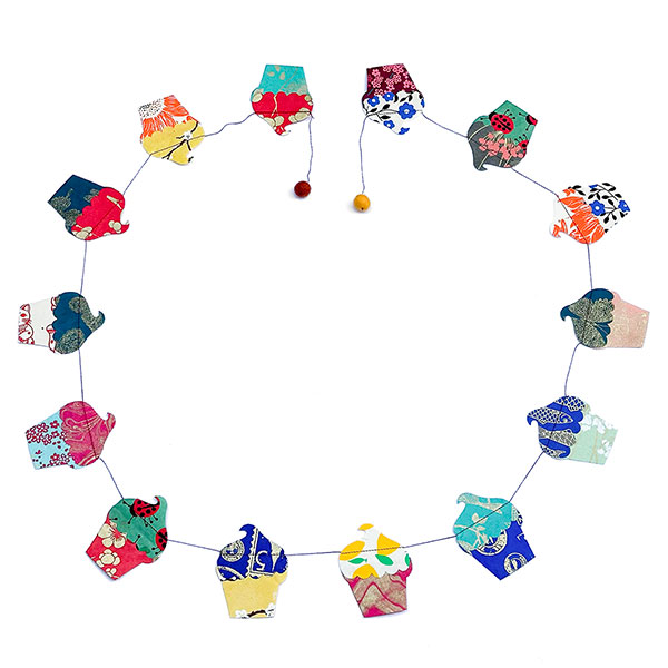 Girlande CUPCAKE bunt, 180 cm, Loktapapier handgeschöpft