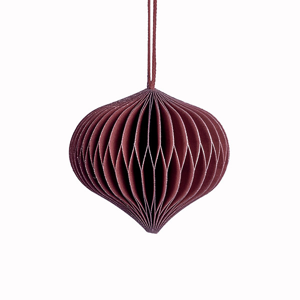 Papierdeko Origami 6,5cm ONION weinrot, Goldrand / CONTIGO Fairtrade Onlineshop