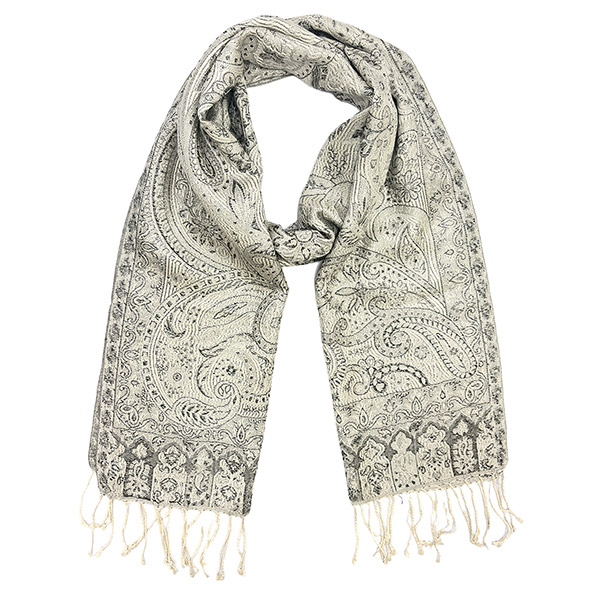 Schal PAISLEY silber-grau-mix, 165x35cm, Seide / CONTIGO Fairtrade Onlineshop