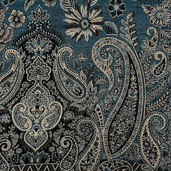 Wollschal PAISLEY, petrol-schwarz, 180x70 cm, 100 % Wolle / CONTIGO Fairtrade Onlineshop