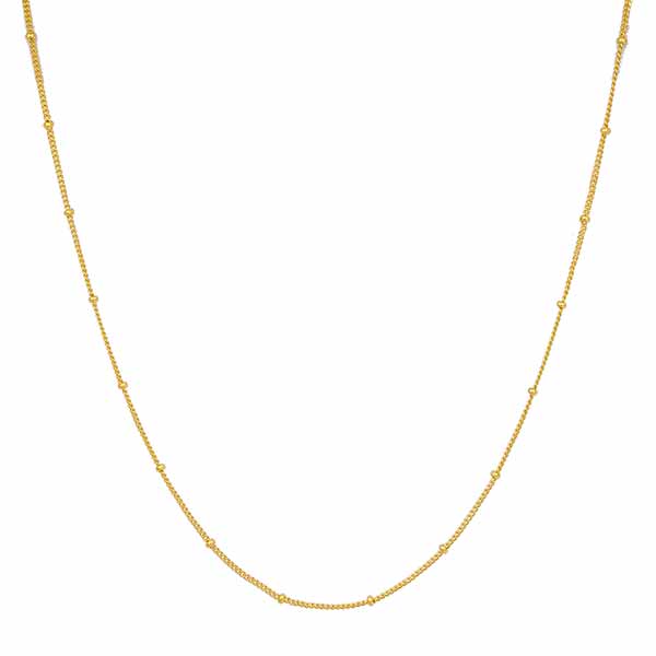 Halskette fein mit Perlchen Gold 44cm, Kupfer vergoldet / CONTIGO Fairtrade Onlineshop