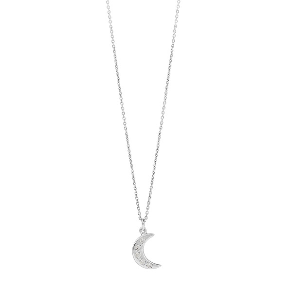 Halskette, Halbmond, Zirkonia, versilbert / CONTIGO Fairtrade Onlineshop