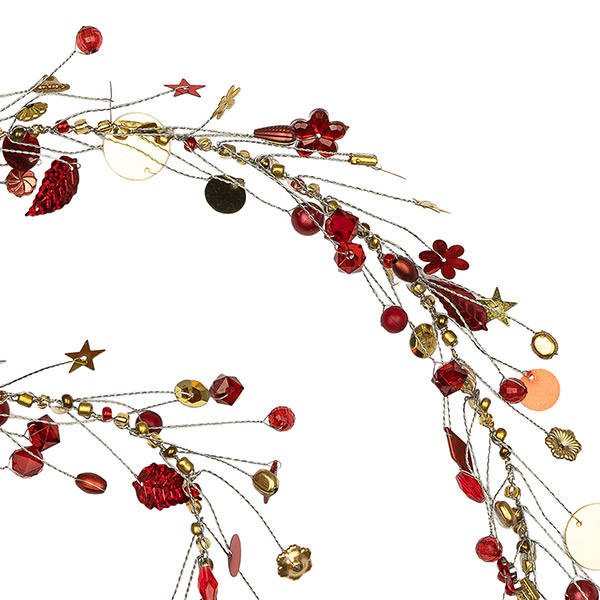 Perlendekoration Girlande 90cm mit LED, rot-gold / CONTIGO Fairtrade Onlineshop