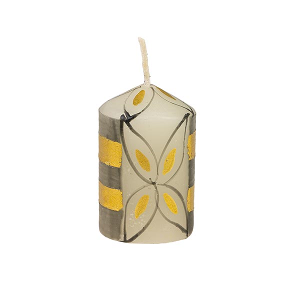 Stumpenkerze 3x5cm BLACK & GOLD, Kapula (Stück) / CONTIGO Fairtrade Onlineshop