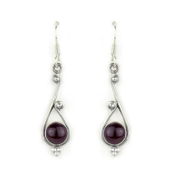Ohrringe Ranke mit Granat, Silber