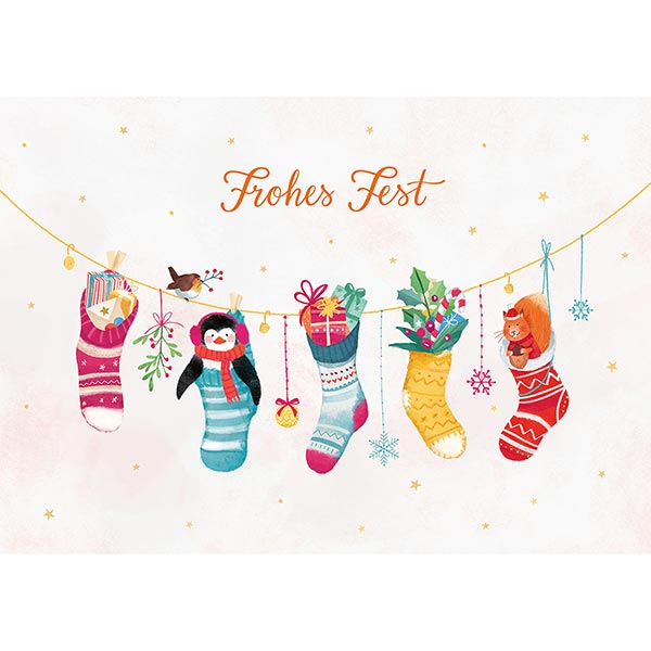 Grußkarte M Weihnachtsstrümpfe