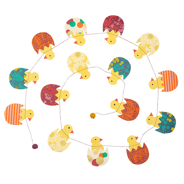 Girlande OSTERKÜKEN, 180 cm, bunt Loktapapier, handgeschöpft / CONTIGO Fairtrade Onlineshop