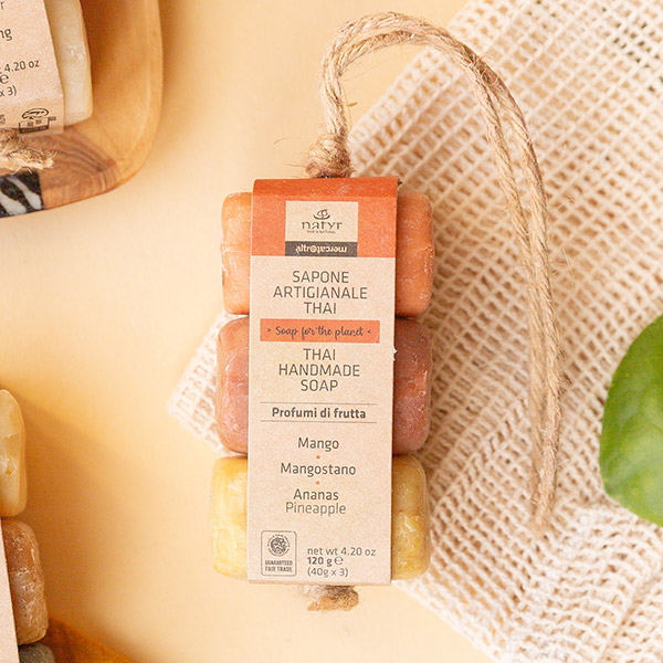 Hand- und Körper-Seife Trio Mango, Mangostan, Ananas 120g, handgeschöpft, Naturkosmetik / CONTIGO Fairtrade Onlineshop