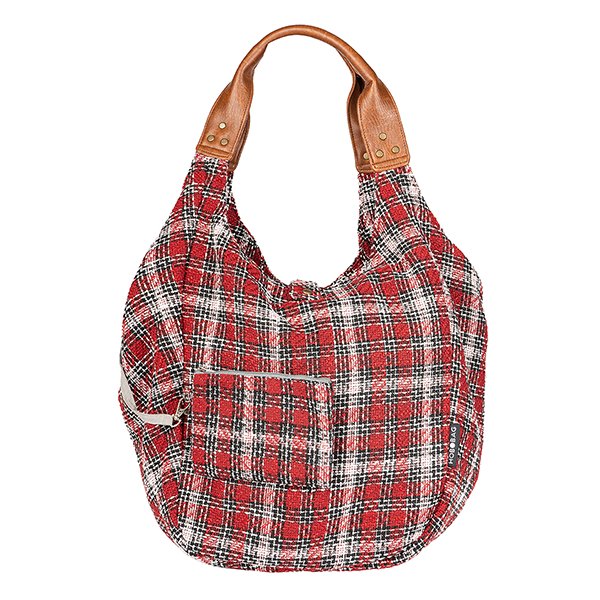 Tasche HOBOBAG red check tweed, rot-weiß, Wollmix