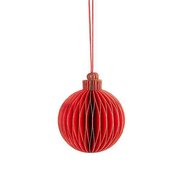 Papierdeko Origami 7,5cm GLOBE rot, Goldrand