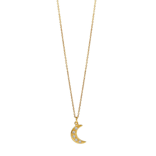 Halskette, Halbmond, Zirkonia, 22K vergoldet / CONTIGO Fairtrade Onlineshop