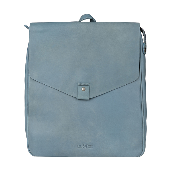 Rucksack Washed-LOOP rauchblau, Rindsleder