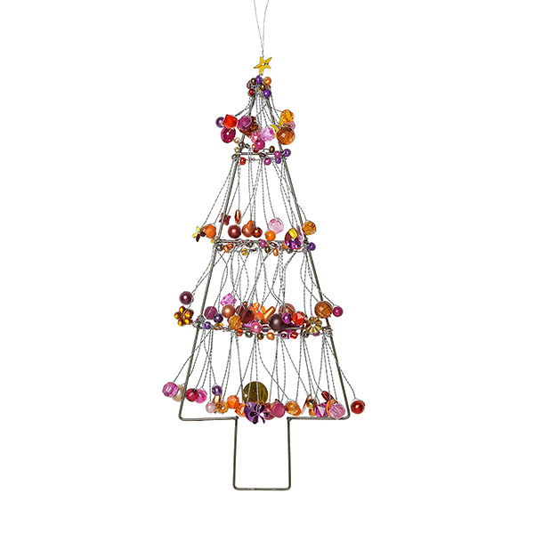 Perlendekoration TANNENBAUM 23cm, purpur