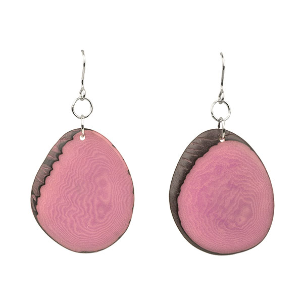Ohrringe oval rosa, Tagua