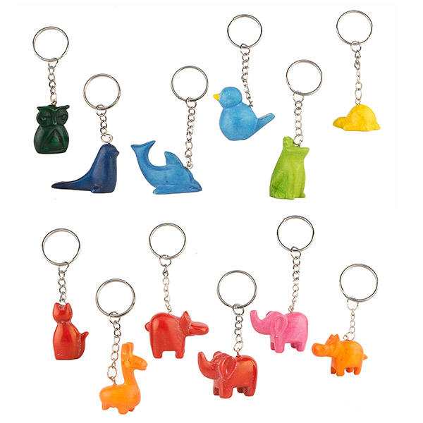 Schlüsselanhänger MINI TIERE bunt (Stückpreis), Speckstein