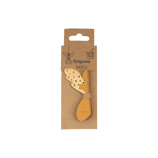 Papierdeko Engel Origami 7cm goldgelb Sterne, Papier / CONTIGO Fairtrade Onlineshop
