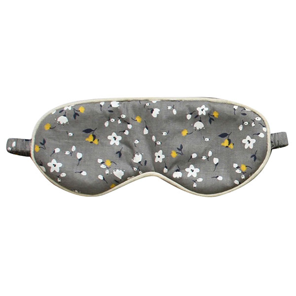 Schlafmaske PETIT FLOWERS, grau, Baumwolle+Polyester-Satin