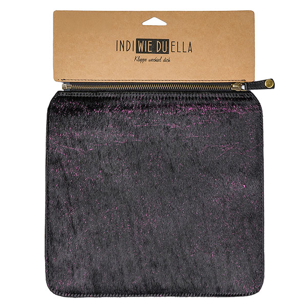 Wechselklappe HAIR IndiWIEDUella schwarz-pink, Rindsleder