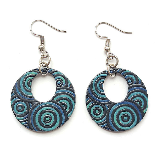 Ohrringe BLUE SPIRALS, Flaschenkürbis
