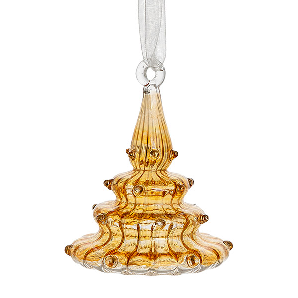 Glasanhänger BAUM 7cm, amber-gold