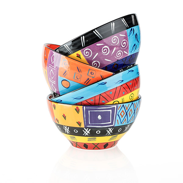 Schale 12cm MULTICOLOURED ETHNIC, Keramik Kapula / CONTIGO Fairtrade Onlineshop