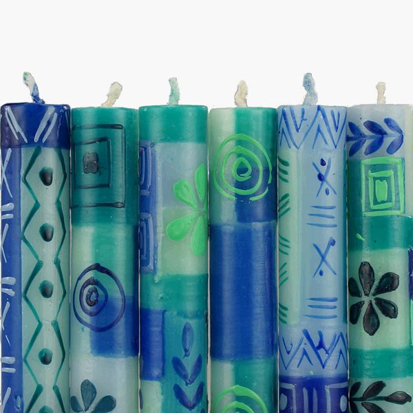 Stabkerze 12cm BLUE&GREEN, Kapula / CONTIGO Fairtrade Onlineshop