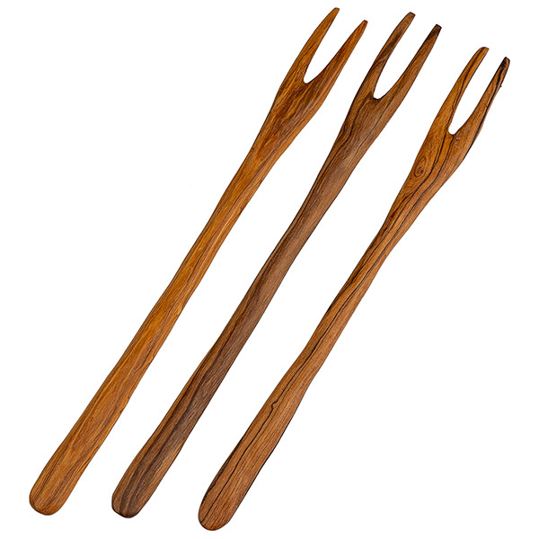 Gabel 25cm Zwei Zinken (Stückpreis), Olivenholz / CONTIGO Fairtrade Onlineshop