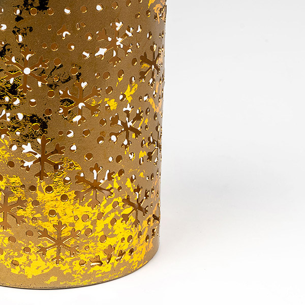 Windlicht 8x10cm SNOW, gold-gold, Eisenblech / CONTIGO Fairtrade Onlineshop