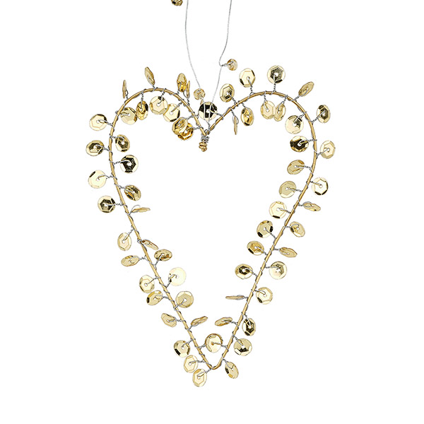 Perlendekoration Herz 10x7cm, goldfarben