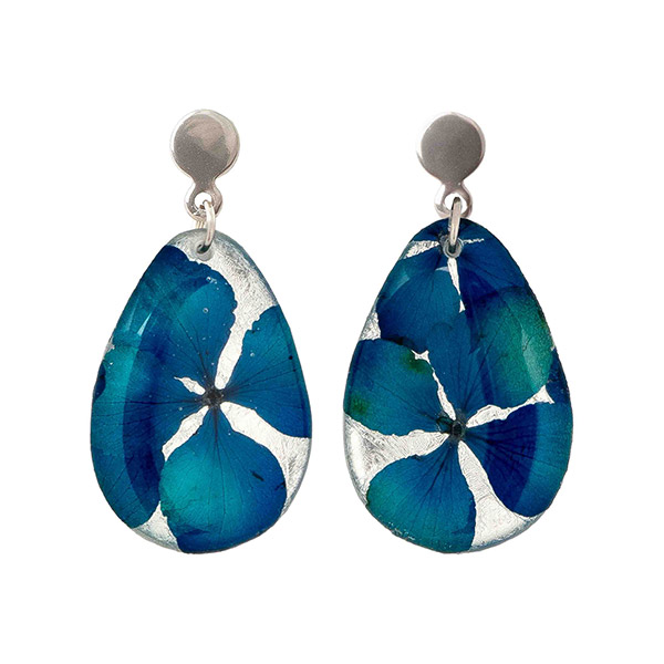 Ohrringe Drop BLÜTEN türkis, Edelstahl / CONTIGO Fairtrade Onlineshop